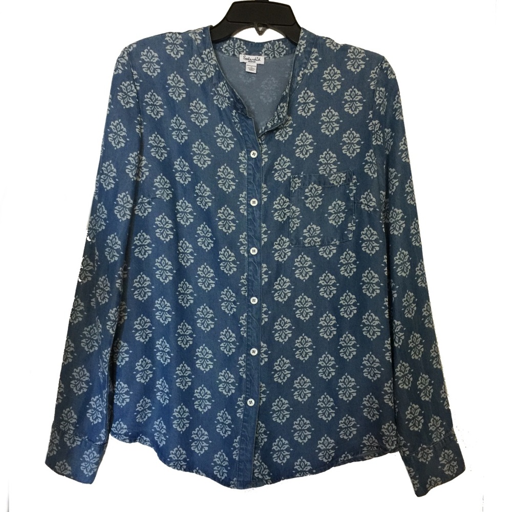 Splendid printed chambray button down shirt - Picture 5 of 8